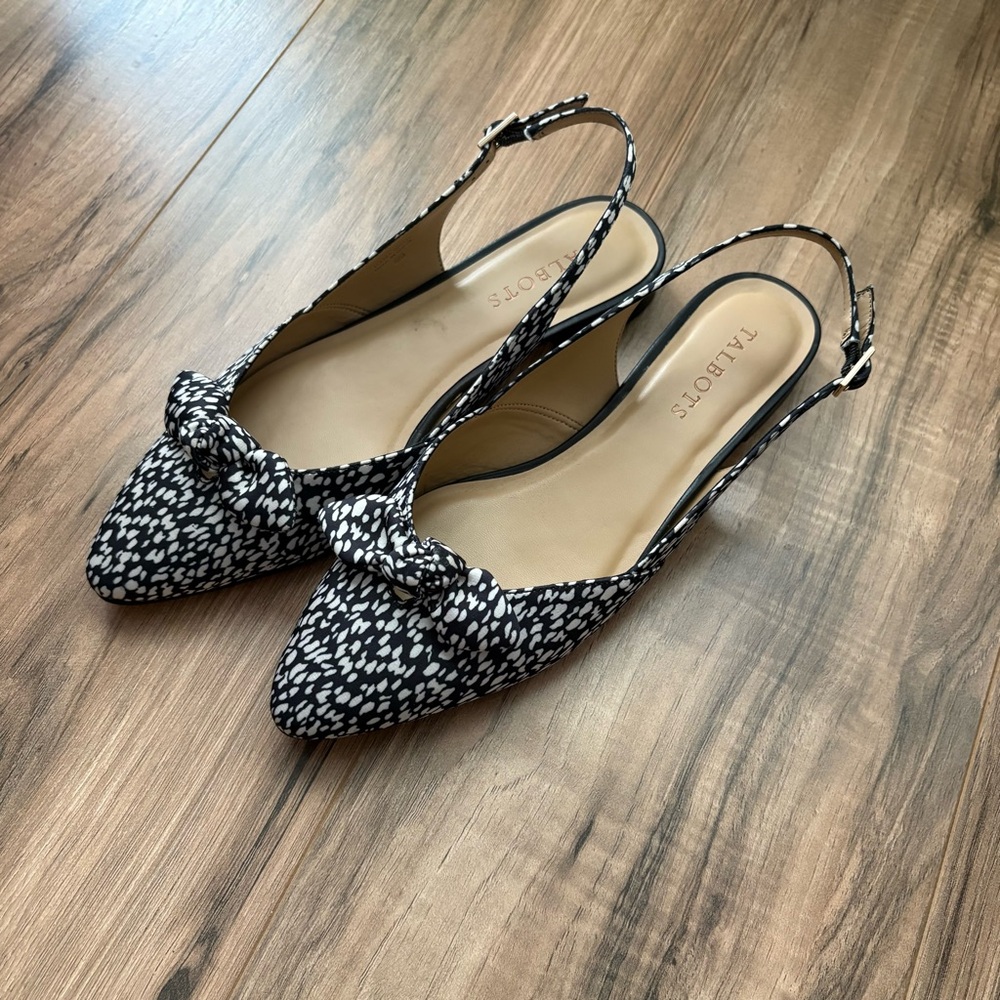 black and white talbots slingback
